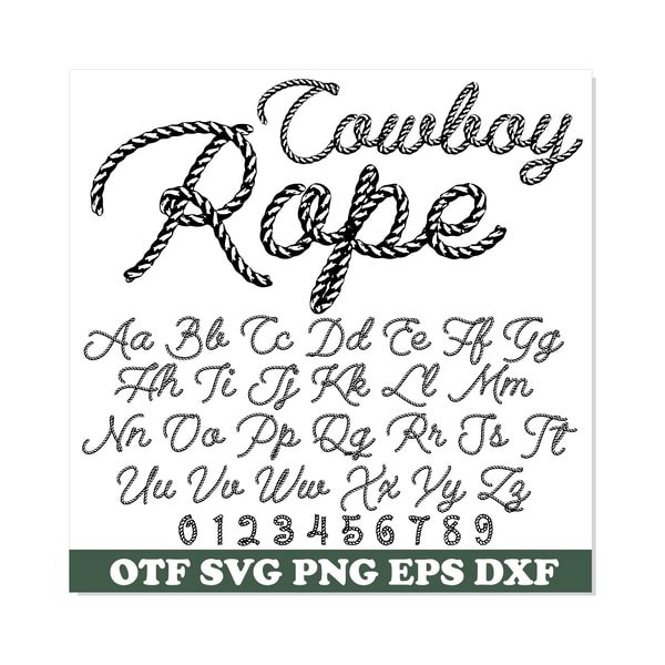 Cowboy Rope font TTF Rope Letters svg Handwriting Font svg W | Inspire ...