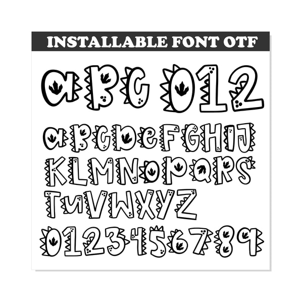Dinosaur Font SVG Layered, Dinosaur Font TTF PNG, Dinosaur l | Inspire ...
