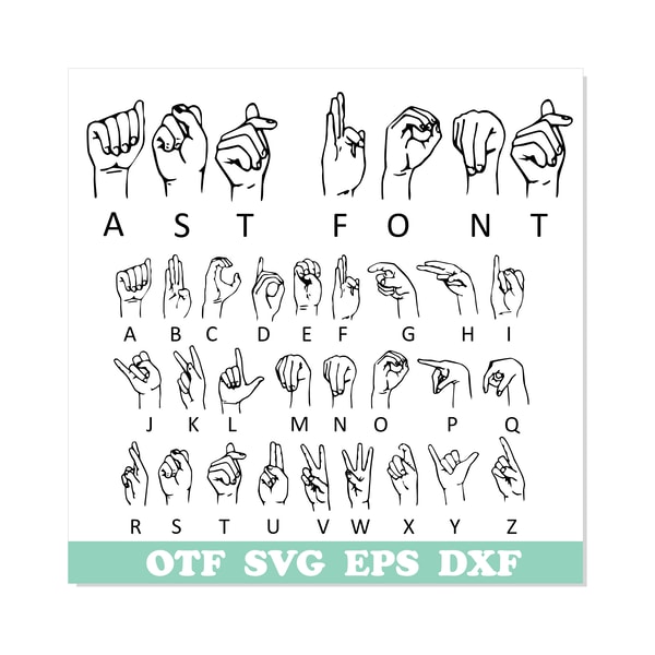 ASL American Sign Language Font OTF, ASL svg, American Sign - Inspire ...