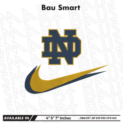 notre dame fighting irish nike swoosh embroidery design, ncaa logo