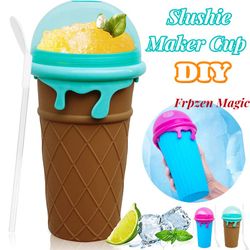 500ml Capacity Slushy Cup Summer Squeeze Homemade Juice Water Bottle Quick-Frozen Smooth Sand Cup Pinch Fast Cooling