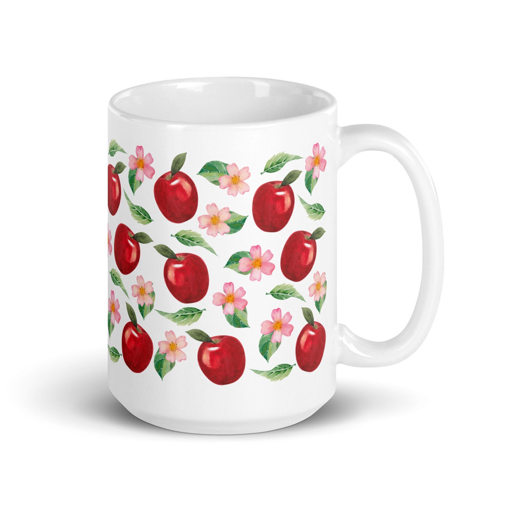 Apple mug Apple Flower Blossoms Apple Orchard Fall Autumn Mug Naturecore Cottagecore Boho Chic Coffee Tea Nature Fruit Apple Lover Gift.jpg