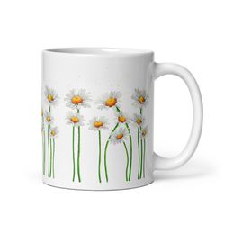 daisy flower mug, coffee, tea, cottagecore, boho, wildflower, floral, daisies, nature flower lover,