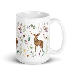deer mug deer lover gift woodland cottagecore tea mug naturecore forest coffee mug nature lover buck
