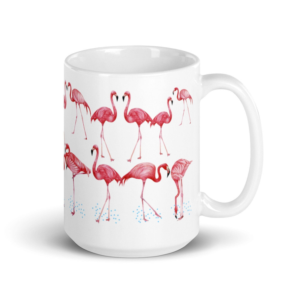 Flamingos Mug Pink Flamingo Wading Bird Harmony Balance Cottagecore Tea Coffee Tropical Bird Lover Naturecore Birthday Gift.jpg