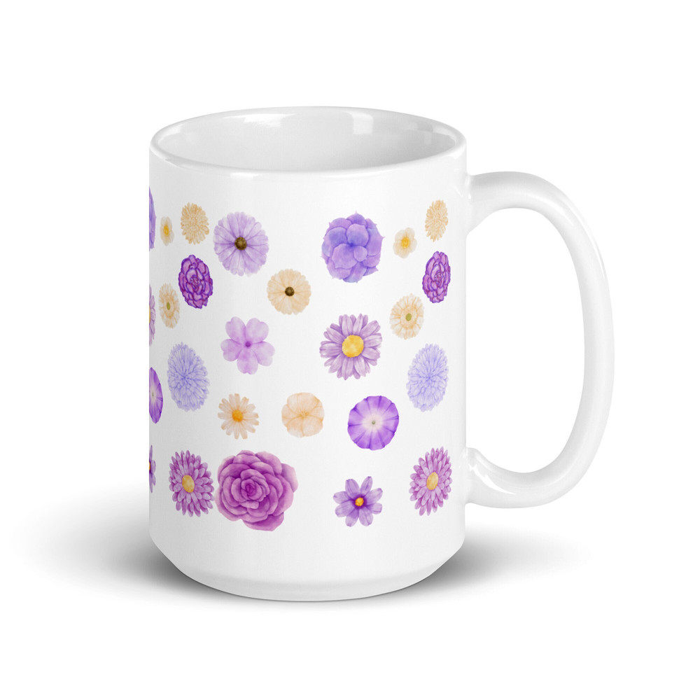 Flower Mug Flower Lover Gift Flower Tops Garden Purple Flowers Cottagecore Coffee Tea Mug Bloomcore Flowercore Gardener Birthday Gift.jpg