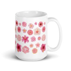 flower mug flower lover gift pink flowers cottagecore garden coffee tea mug gardener flowercore bloo