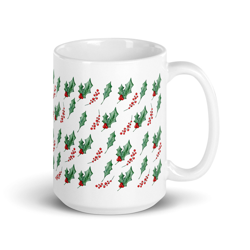 Holly Mug Holly Lover Gift Holly Coffee Mug Berry Tea Holly Berry Christmas Holiday Gift Cottagecore Winter Plant December Birthday Gift.jpg