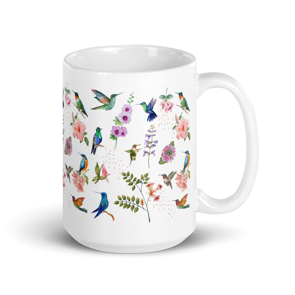 Hummingbird mug Hummingbird Lover Gift Bird Hummingbirds with flowers Coffee Tea Mug Cottagecore Bird Watcher Birder Hummingbird Feeder Gift.jpg