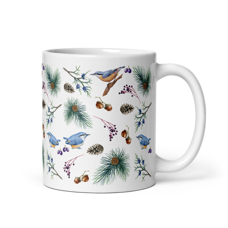 Nuthatch Mug Bird Lover Gift Bird Tea Mug Winter Bird Coffee Mug Cottagecore Naturecore Bird Watcher Gift Birder Nature Lover.jpg