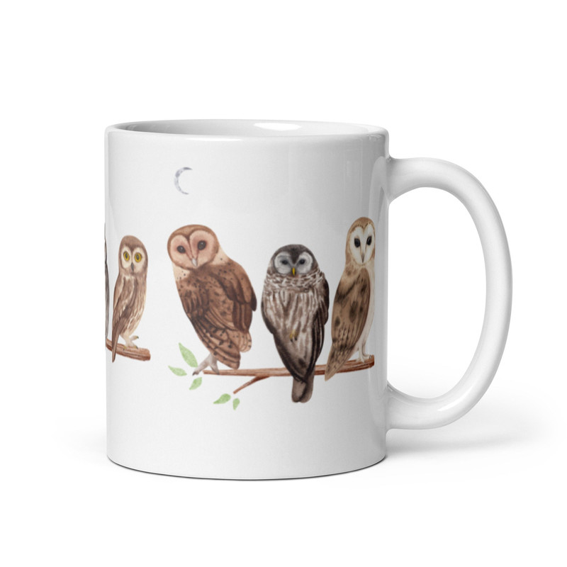 Owls White Mug Woodland Forest Nature Lover Gift Owlcore Cottagecore Mug Tea Coffee Bird of Prey Raptor Owl lover Birthday Gift.jpg