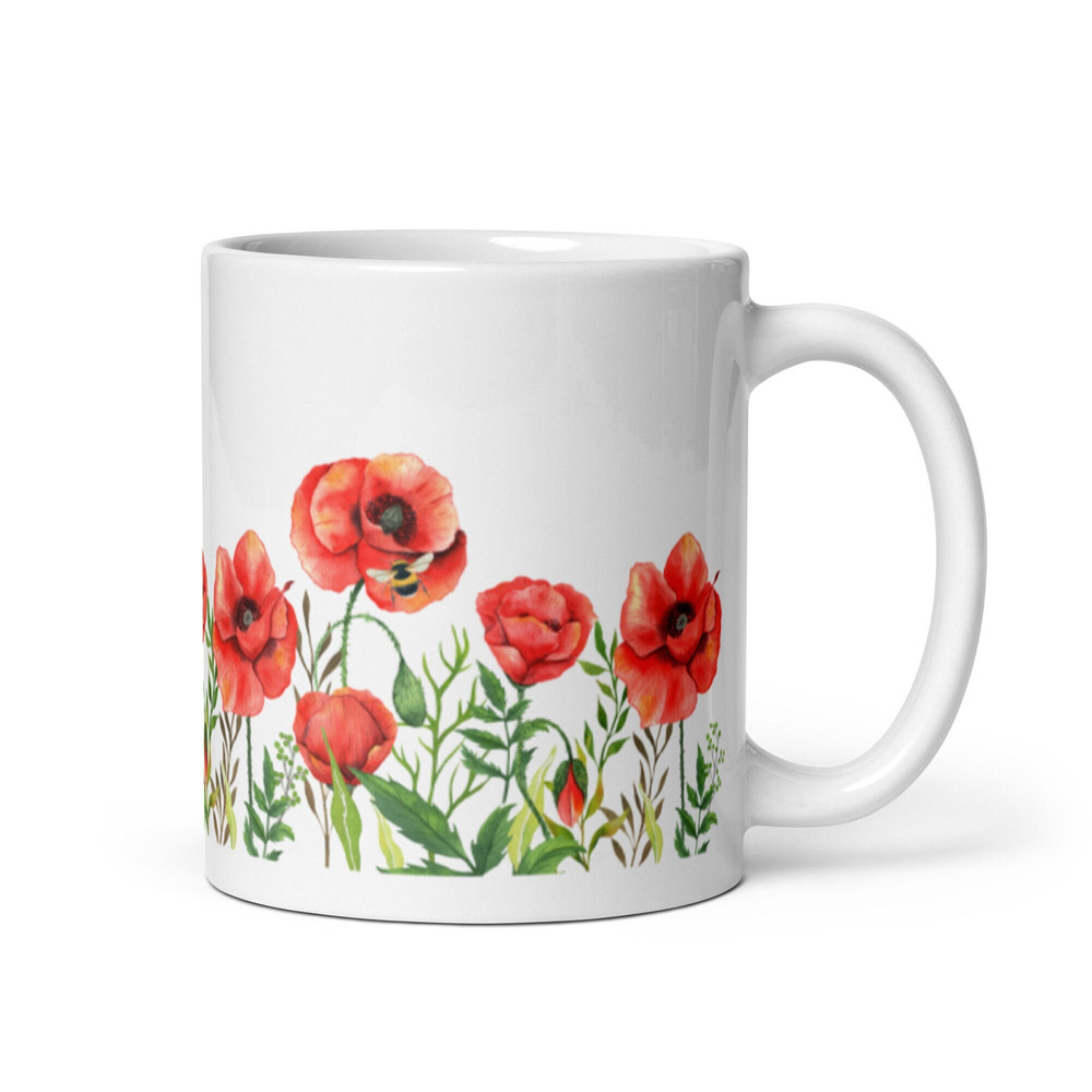 Poppies Mug Poppy Lover Gift Flower Mug Poppies Cottagecore Tea Coffee Mug Flower Gardener Gift Poppy August Flower Leo Birthday Gift.jpg