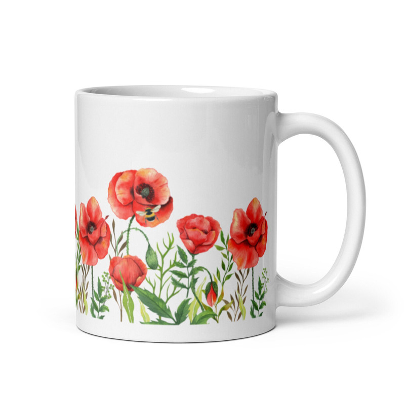 Poppies Mug Poppy Lover Gift Flower Mug Poppies Cottagecore Tea Coffee Mug Flower Gardener Gift Poppy August Flower Leo Birthday Gift.jpg