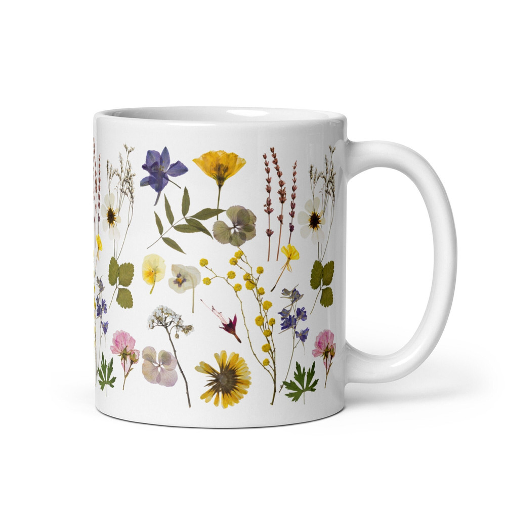 Pressed Flower Mug Flower Lover Gift Boho Cottagecore Coffee Mug Dried Flowers Mug Bloomcore Flowercore Gift.jpg