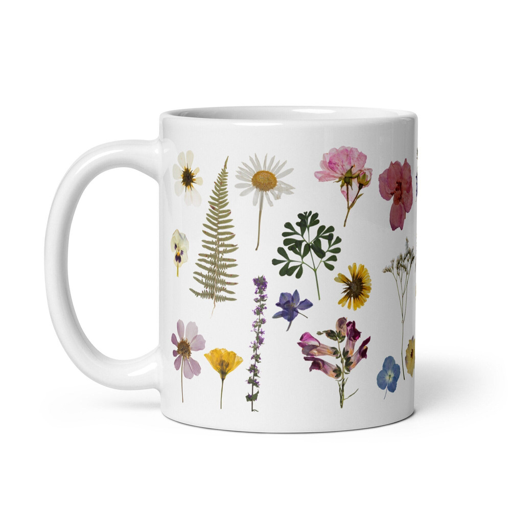 Pressed Flowers and Fauna Mug, Plant, Dried Flower, Nature Lover, Fern,  Cottagecore, Tea, Coffee Cup, Boho, Birthday Gift.jpg