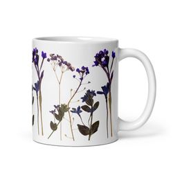 pressed flowers mug purple lover gift purple pressed flowers tea mug floral coffee mug boho cottagec