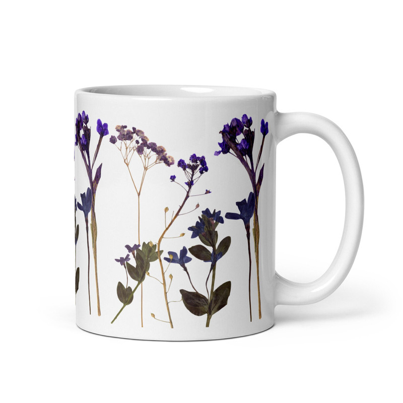Pressed Flowers Mug Purple Lover Gift Purple Pressed Flowers Tea Mug Floral Coffee Mug Boho Cottagecore Naturecore Flower Lover Gift.jpg