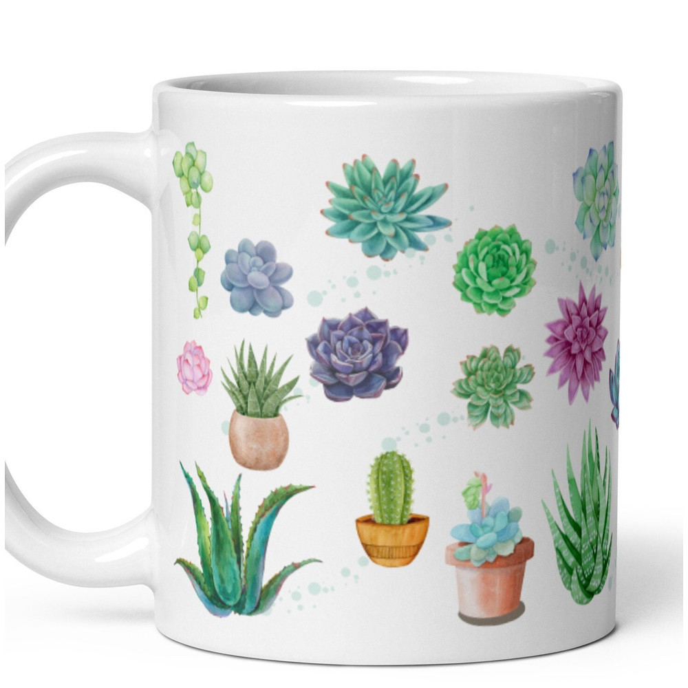 Succulents Mug Plants Nature Lover Cactus Potted Garden Houseplant Green Thumb Gift Cottagecore Tea Coffee Naturecore Birthday Gift.jpg