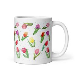 tulip mug, flower, plant lover, nature lover, boho, spring, rain showers, floral, cottagecore, tea,