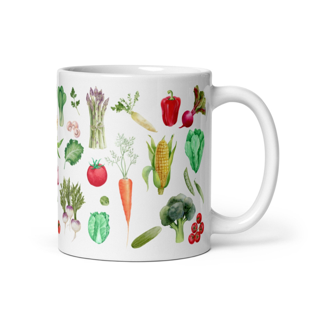 Vegetable Mug Veggie Lover Gift Vegetarian Vegan Gift Cottagecore Tea Coffee Mug Plant Lover Garden Vegetable Gift Gardener Birthday Gift.jpg