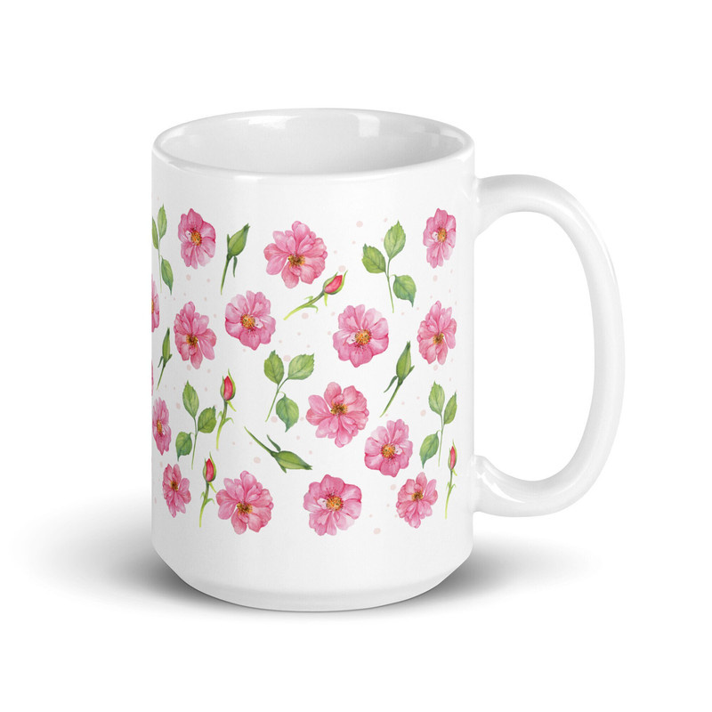 Wild Roses Mug Flower Plant Lover Cottagecore Rose Flower Lover Gift, Rose Buds, Garden, Nature Boho Coffee Tea Wild Flowers, Birthday Gift.jpg