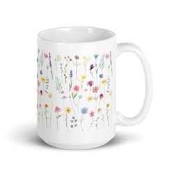 wildflower mug flower cuttings mini wild flowers tiny pressed flower style beautiful coffee tea gift