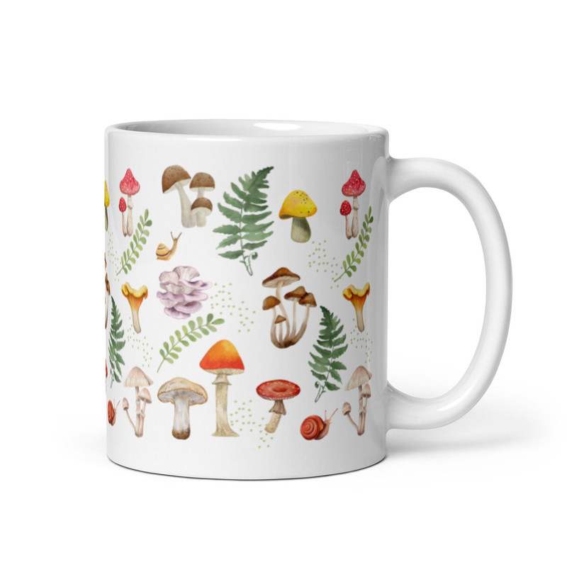 Woodland Mug Mushroom Fern Forest Nature Lover, Cottagecore Mug Goblincore Tea Coffee Cup Mushrooms Ferns Nature Lover Holiday Birthday Gift.jpg