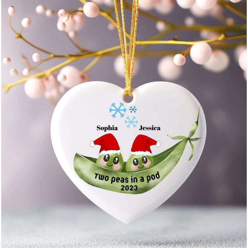 2 Peas in a Pod twin ornament, New Twin Boy Girl Christmas keepsake, Baby's First Christmas, Twins First Christmas Ornament, Toddler Gift,.jpg