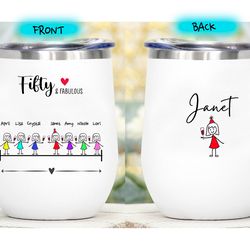 50th birthday wine tumbler, funny birthday gift idea for sisters friends, best friend birthday gift