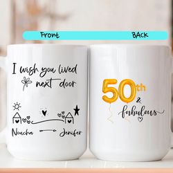 bestie 50th birthday gift, 50th & fabulous, 50th birthday gift for women, best friend birthday mug,