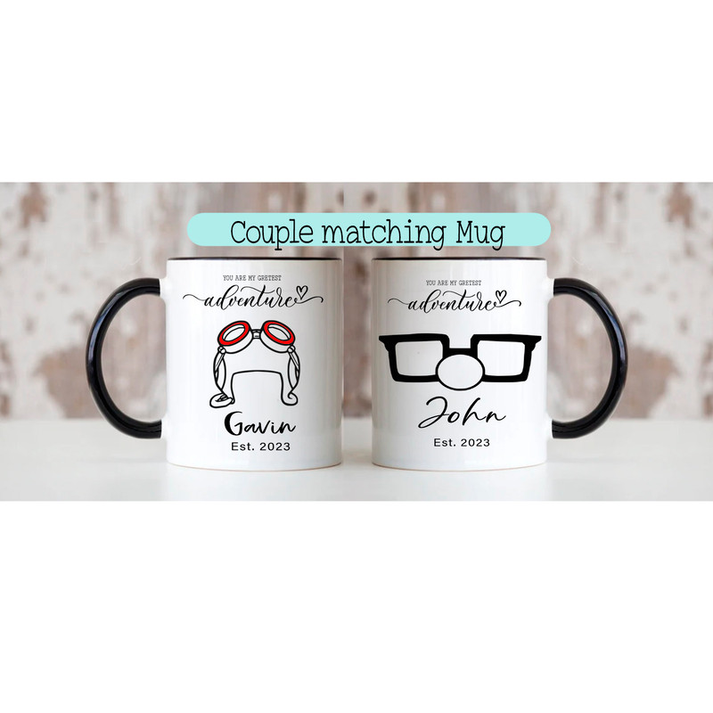 Carl and Ellie coffee mug, couple matching mug gift for husband wife, newlywed gift, best first anniversary gift for couple lovers, W15.jpg