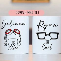 couple anniversary gift idea, best wedding gift, carl ellie, newlywed couple coffee mug, personalize