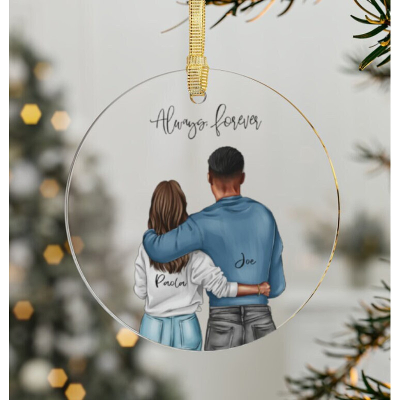 Couples partner gift, Romantic Gift for her, Always forever, couple portrait personalized, Boyfriend Girlfriend gift, Christmas gift for him.jpg