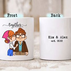 couples wedding mug, disney up love story, his carl her ellie, bride groom love mug, newlywed marria