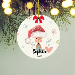 Cute Baby 1st Christmas ornament, Baby Boy Girl Name Ornament, New Baby Christmas ornament, Custom K