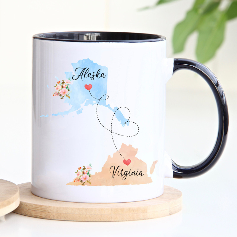 Alaska Virginia Mug, Virgina Alaska Mug, State to State, Two State Mugs, Personalized State Mug, Long Distance Mug, Friendship Mug.jpg