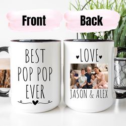 best ever pop pop coffee mug, personalized photo mug, best grandpa gift, mug with kids picture, pop pop coffee mug, chri