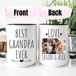Best Grandpa Ever Mug, Personalized Photo Mug For Grandpa, Personalized with photo of Kids, Grandfather Mug With Picture