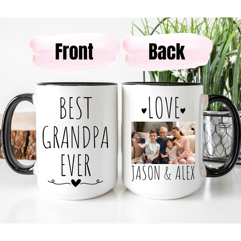 Best Grandpa Ever Mug, Personalized Photo Mug For Grandpa, Personalized with photo of Kids, Grandfather Mug With Picture, Kids Photo Cup.jpg