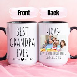Best Grandpa Ever Mug, Personalized Photo Mug For Grandpa, Personalized with photo of Kids, Grandpa Mug With Picture, Ki