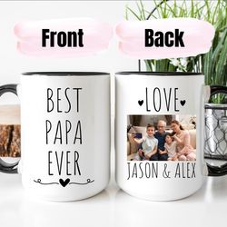 best papa ever mug, personalized mug with picture, papa gift, photo mug for papa, kids photo mug, papa mug, custom photo