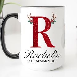christmas initial mug personalized, monogram christmas mug, personalized christmas mug with name, custom christmas mug,