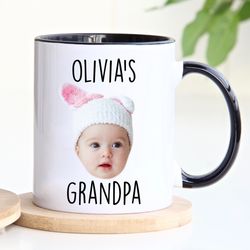 custom baby face mug, mothers day mug gift, grandchild mug, personalize child photo coffee cup for dad  mom, mug with ba