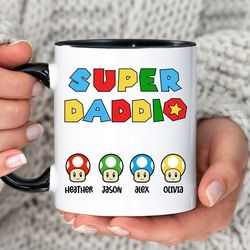 funny super dad mug, personalized super daddio mug, fathers day mug, gift for dad, superdaddio mug, gamer dad gift, dad