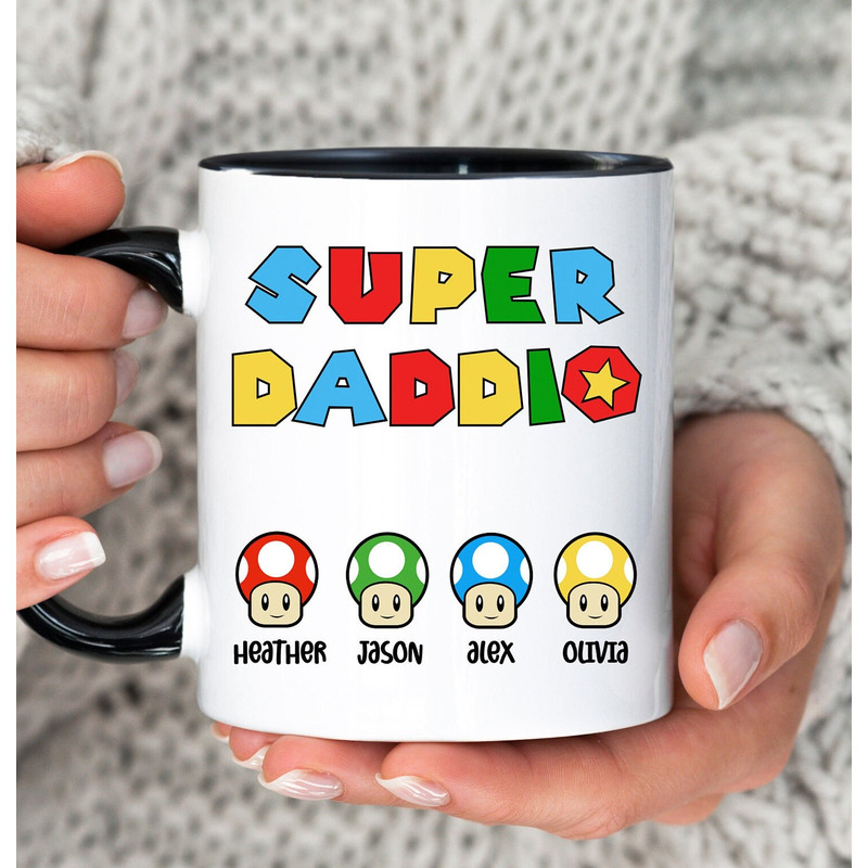 Funny Super Dad Mug, Personalized Super Daddio Mug, Fathers Day Mug, Gift For Dad, SuperDaddio Mug, Gamer Dad Gift, Dad Gift from Kid to Dad 1.jpg