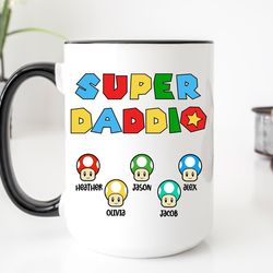 funny super daddio mug, personalized super daddio mug, gift for dad, superdaddio mug, gamer dad gift, dad gift from kid