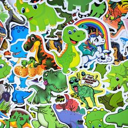 50 PCS Children Dinosaur Sticker Pack, Cute Dragon Kids Decals, Cartoon Laptop Stickers, Funny Dinosaur Stickers