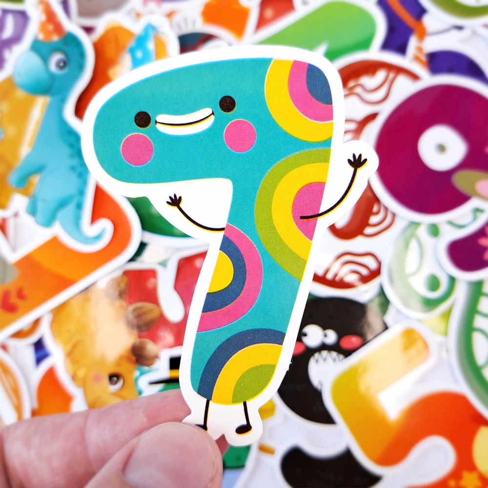 ChildrenFunnyNumbersStickerPackAnimalswithNumbersStickersCartoonLaptopStickersGraffitiK