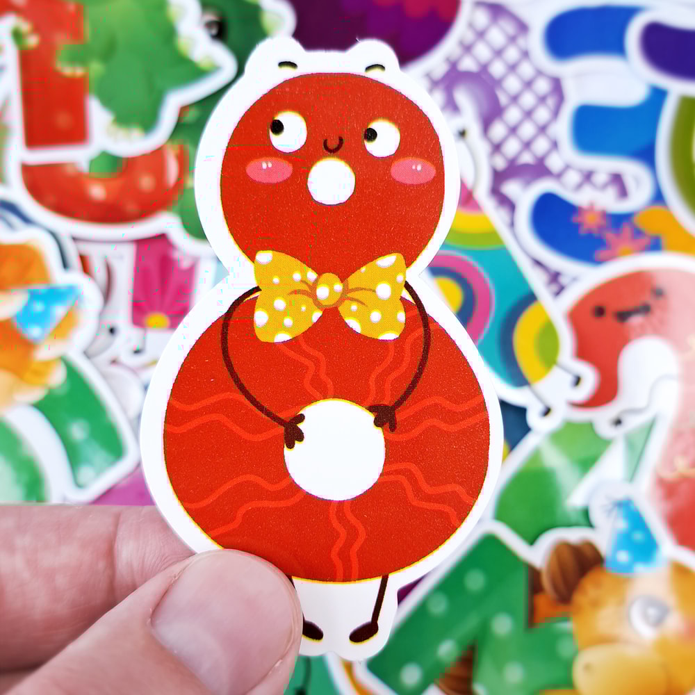 ChildrenFunnyNumbersStickerPackAnimalswithNumbersStickersCartoonLaptopStickersGraffitiK