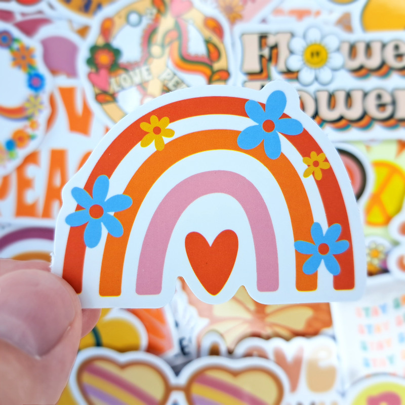 GroovyHippieStickerPackPeaceandLoveStickersPositiveVibesStickersLuggageDecalsBohoStick